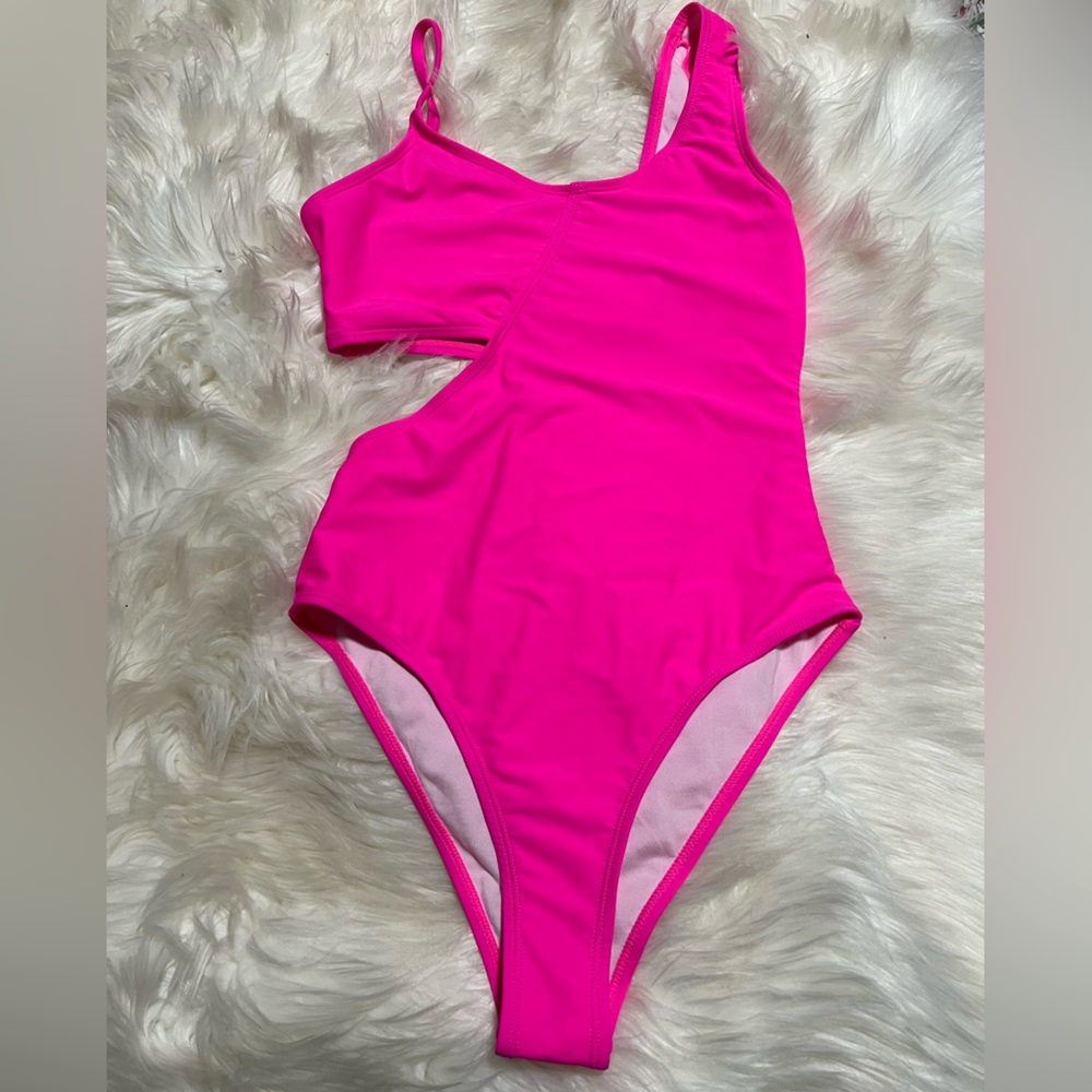 Hot Pink One Piece with Cut Out Side